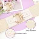 JASGOOD Straw Woven Elastic Belt for Women Vintage Wide Stretch Waistband for Dress Boho Ladies Summer Dress Belt (Beige, L)