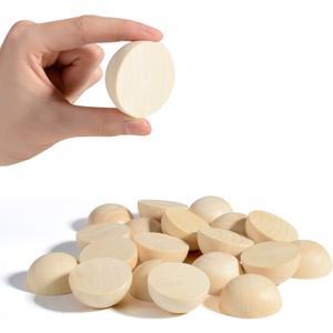 Split Wood Balls 2 inch Half Wooden Balls 50mm Unfinished Half Wooden Beads for Crafts and Art Supplies (50PCS)