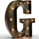 Pooqla Vintage Light Up Marquee Letters with Lights Illuminated Industrial Style Lighted Alphabet Letter Signs - Coffee Bar Apartment Bedroom Wall Home Initials Decor G