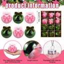 Threehoney 24 Pcs 3.15 Inch/80MM Christmas Witch Ball Ornaments for Tree Glittering Pink and Green Witch Bow Hanging Baubles Ball Christmas Tree Decor Home Xmas Holiday Party Decoration Supplies