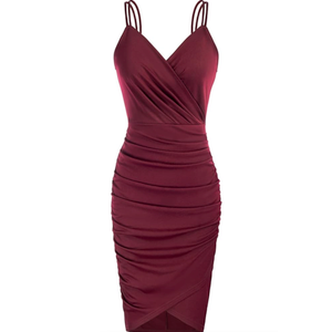 GRACE KARIN Women's Sexy Spaghetti Straps Cocktail Dresses for Wedding Guest Ruched V-Neck Bodycon Dress XL