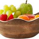 Mother's Day Handmade Large Wooden Bowl Mango Wood Decorative Bowl for Veggies, Fruits Wooden Serving Scalloped Bowl Modern Rustic Home Decorations Home Party Wedding Dcor 12 x 4.5 x 11 Inches