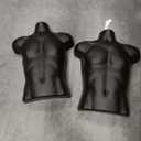 DisplayTown Male Mannequin Torso with Metal Stand Hollow Back Body Stackable Dress Form for Tshirt Display, Countertop, Craft Shows, Photos and Design, S-M Clothing Size (Black, Set of 2)