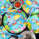 Sunmmer Swimming Pool Party Supplies Tableware Set - Tropical Beach Decorations Include Plates, Napkins, Cups, Cutlery, for Hawaiian Beach Theme Party Supplies | Serves 24