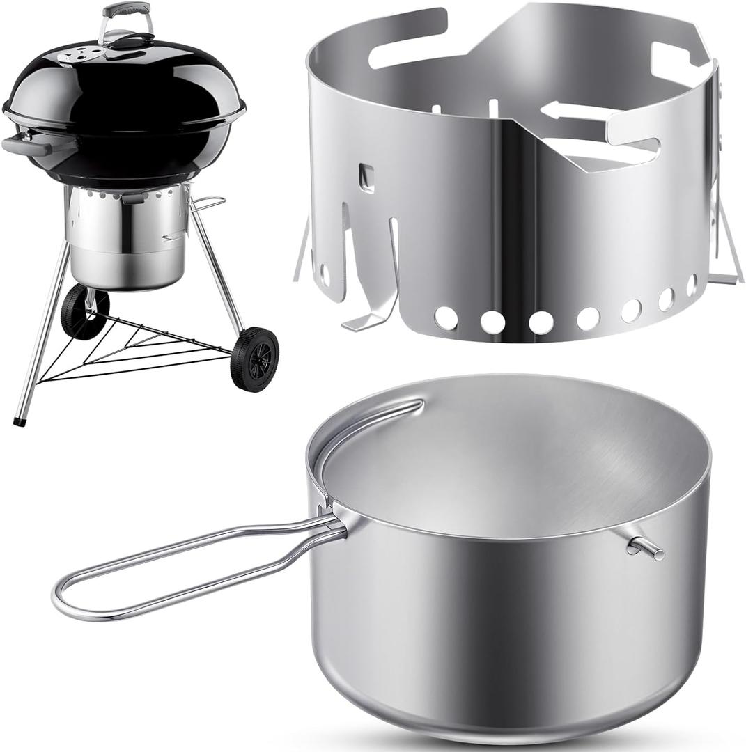 Blulu Ash Catcher Assy for 18-1/2" Charcoal Grill Replacement Parts (Bowl Diameter 6.9", Silver)