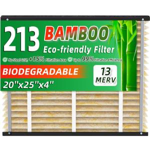 213 Biodegradable Bamboo Air Filter Replacement MERV 13 Fit for AprilAire Models 1210, 1620, 2216, 2210, 3210, 4200, 20x25x4 Furnace Filter, 213 Whole House Air Purifiers Replacement Filter - Pack of 1 