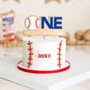 Gostman Baseball One Birthday Cake Topper - First Birthday Party Decorations, Sport 1st Birthday Party Supplies, Wooden Cake Topper