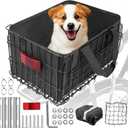 Heavy Duty Large E-Bike Basket Rear - Foldable Waterproof Steel Bicycle Cargo Basket/Removable Oxford Liner, Anti-Rust Coating for Commuting/Grocery Shopping/Pet Carrier, Fits Most Rear Racks