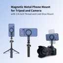 Magnetic Phone Tripod Mount Adapter with 1/4" Thread, Cold Shoe Phone Holder for Camera. Compatible with MagSafe for iPhone, 360 Rotatable, Foldable, Portable Design for Photography Video Vlog
