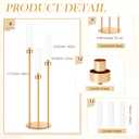 Suclain 4 Set 3 Arm Candelabra Centerpiece 33.8 Inch Candle Holder Gold Candelabra Metal Floor Pillar Candlesticks for Tables Wedding Home Party Decoration