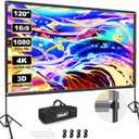 EMART Outdoor Projector Screen with Stand, 120 Inch Portable Indoor 16:9 4K HD Rear Front Movie Screens & Foldable Tripod with Carry Bag for Theater Home Backyard Movies