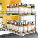LYNK PROFESSIONAL® Pull Out Spice Organization for Cabinets - 8-3/8 inch Wide – Spice Rack for Inside Cabinets, Slide Out Spice Rack Organizer for cabinet – Pull Out Spice Rack, Sliding 2 Tier Chrome