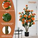Artificial Camellia Plant in Black Pot - 36 Faux Spring Flower Tree with Realistic Camellia Flower, Fake Flower Tree Perfect for Home Decor, Office Indoor/Outdoor Use (Orange)