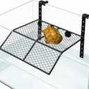 Turtle Basking Platform,Heavy-Duty Metal Hanging Dock with Dual Hooks & Suction Cups, Stable Above Tank Basking Area, Turtle Tank Accessories for Small to Medium Turtles (Black, Medium) 