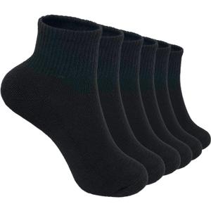 Glory Max 6 Pairs Women Ankle Socks Cotton Solid Color with Cushion for Athletic Running (9-11, Black)