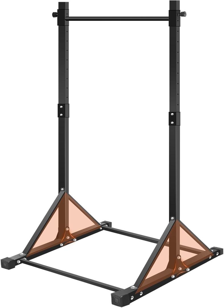 Power Tower Pull Up Bar Station - 440LBS Heavy Duty Home Gym Equipment - Adjustable Height (4.2ft-7ft) Free Standing Chin Up Bar with Zero-Wobble Triangular Base for Strength Training & Calisthenics