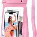 Large Waterproof Phone Pouch [with Sealing Strip], Cell Phone Dry Bag for iPhone 16 15 14 13 Pro Max Galaxy S25 S24 S23 All Devices, Floating Water Proof Bag for Beach Water Park Pink (Large (Up to 8.5"))