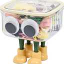 Cute Desk Organizer, Clear Plastic Storage Bins, Hair Accessories Organizer for Headband Bows Clips, Creative Coffee Pod Holder Desktop Trash Can,Ideal for Bathroom, Vanity, Desk (ivory)