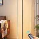 EDISHINE LED Floor Lamp, 55" Modern Minimalist Rectangular Corner Light, 3000K-6000K Dimmable, Remote Control & Foot Switch, Metal Base Standing Lamps for Living Room, Bedroom, Office, Black