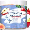 21 in 1 Keto ACV & Collagen Gummies, Sugar Free Apple Cider Vinegar Gummies with Biotin, Probiotics, Vitamins for Healthy Hair, Skin, Nails & Digestive Support, Apple Flavored, 90 Count (EXP 03/28/27)