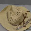 ATROPOS Straw Cowboy Hat for Women and Men with Hat Band-Cowboy Cowgirl Straw Hat Western Hats with Wide Brim for Women Sun Beach Summer Beige