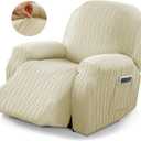 Recliner Cover Stretch Soft Couch Cover for Dogs, Sofa Slipcover for Recliner Couch Leakproof Furniture Protector for Kids, Pets (Beige)
