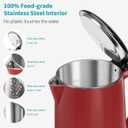 Secura Original Stainless Steel Double Wall Electric Water Kettle 1.8 Quart with Auto Shut-Off & Boil-Dry Protection, Red SWK-1701DR/HB-3227B