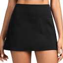 Colorfulkoala Dreamlux Skirts for Women High Rise Athletic Golf Tennis Skorts Built-in Shorts with Pockets (Large, Black)