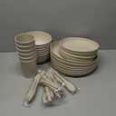 OAMCEG Wheat Straw Dinnerware Set | 30 pcs Plates and Bowls Sets for Kitchen & Camping | Wheatstraw Dinnerware Set Black dish set for 6 (Includes Dinner Plates, Bowls, Cups & Cutlery)