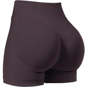 VOYJOY Women Workout Impact Shorts 2.5"/ 3.6"/ 4.5"/ 6" Scrunch Butt Lifting Gym Seamless Booty Biker Shorts (Small, Dark Brown)