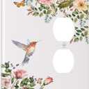 Bird Floral Green Leaves Hummingbird 2 Gang Blank Duplex Light Switch Plates Outlet Covers Decorative Electrical Wall Plate Receptacle Switchplate Decorate Plug Cover For Bathroom 4.6 x 4.5 Inch