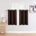 ChrisDowa Small Window Curtains for Kitchen and Bedroom - Grommet Short Thermal Insulated Room Darkening Curtains (2 Panels, Brown, 42 x 36 Inch)