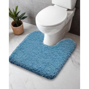 Disolla Toilet Rug U Shaped Blue 23x24 Machine Washable Non Slip Toilet Floor Mat Soft Plush Contour Rug for Bathroom Floor