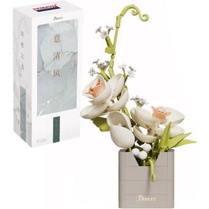 Artificial Flower Bouquet Building Set for Adult,Mini Plant Bonsai Tree Friend Set for Girl,Botanical Collection Gift for Kids,Orchid Building Blocks Birthday Gift for Mom Women Wife Girlfriend