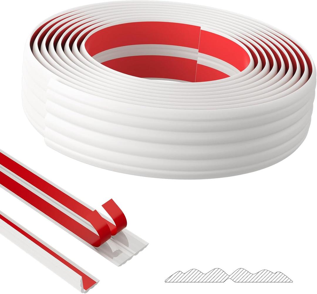 Duzzy Wall Corner Protector Trim, 20 Feet Flexible Inside & Outside Guard, Peel and Stick Molding, Self-Adhesive Strip for Wall Edge, Ceiling, Door Frames, Countertop (White)