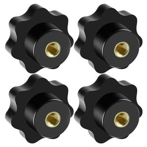 Aifeier ET 4 Pcs M8 Knurled Thread Clamping Knob, Plum 7 Star Knob Shaped Hand Grips Screw-On Type Thru Threaded Knob Nuts