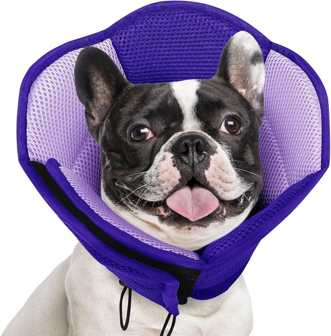 AOFITEE Dog Cone - Soft Dog Cone to Stop Licking, Comfy Cones for Dogs After Surgery, Adjustable Dogs Cones Collar Elizabethan Pet E-Collar for Medium Pets, Pet Recovery Collar, Purple Medium