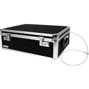 Vaultz Storage Lock Box - 6.5 x 23 x 13.5 Inch - Secure Dorm Storage Trunk with Combination Lock - Ideal Briefcase, Medicine Box, and Personal Item Lock Box - Store Cash, Laptop - Black/Silver