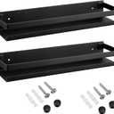 Lallisa 2 Pieces Stainless Steel Shelf Bathroom Shower Floating Shelves Wall Mounted Shower Caddy Basket Shelf Storage Organizer Shelves for Bathroom, Kitchen, Living Room (Black,11.81 Inch/ 30 cm)