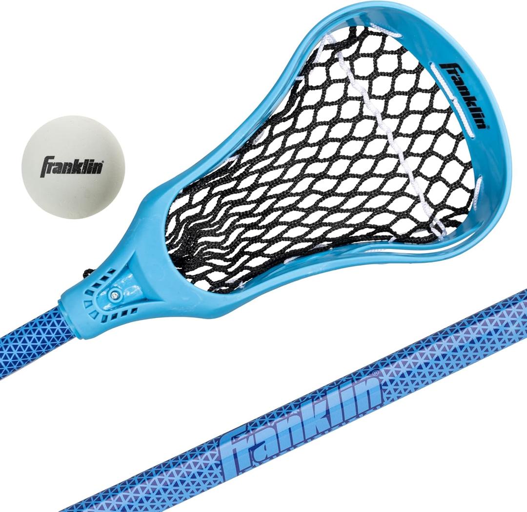 Franklin Sports Future Champs Youth Lacrosse Stick + Ball Set - Kids 32" Inch Practice Stick - Beginner Backyard Plastic Stick + Lightweight Soft Ball (Blue)