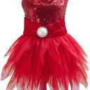 Tangpan Beam Waist Christmas Pet Costume Dog Dance Skirt Satin Camp Party Dress (XX-Large, Red)