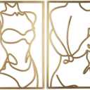 Yookan 4-Pack Metal Wall Art Decor, Minimalist Abstract Bedroom Wall Decor, Gold Modern Wall Art for Living Room, Female Body Design Wall Art for Indoor (17 x 11.8'')