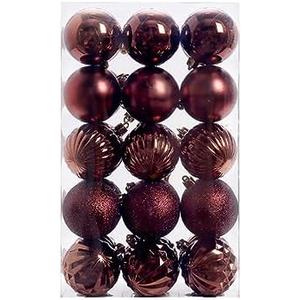 SYALEO 24pcs Christmas Ball Ornaments 60mm/2.36" Xmas Tree Decoration Pendant 5 Style Christmas Baubles Shatterproof Holiday Party Hanging Balls