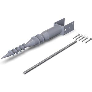 Mayne No Dig Ground Anchor - 3.75in x 2.88in x 26.75in - Includes Lag Bolts (5) & 20 Rebar (1) - Galvanized Steel (580D)