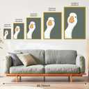 Balsuka Funny Silly Goose Wall Art Dark Green Animal Poster Cute Minimalist Duck Canvas Print Modern Farmhouse Geese Painting for Living Room Bedroom Bathroom Playroom Decor 16x24inch Golden Frame