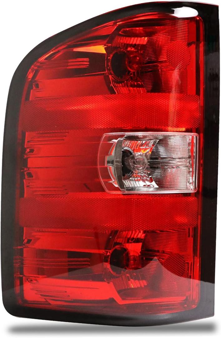 Tail Light Assembly Compatible With 2007-2013 Chevy Silverado 1500 2500HD 3500HD GMC Sierra 2500 HD 3500 HD (Black Border, Left Driver Side)