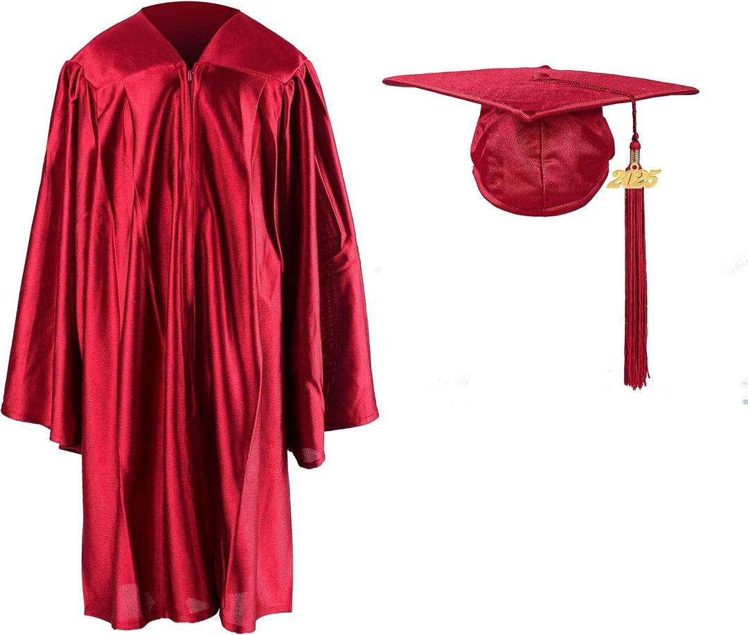 Shiny Kindergarten Graduation Cap and Gown Set (27, Maroon)