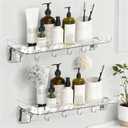 Shower Caddy Suction Cup 2-Pack, Shower Organizer with NO Drill Removable Design Powerful Suction, Holds 22lbs, 8 Hooks for Bathroom Storage, Shower Shelves Kitchen