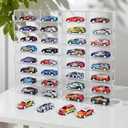 1/64 Scale Matchbox Wheels Toy Car Display Case Holds 32 Toy Cars Storage Organizer, Clear Display Box with Clear Snap-On Dust Cover 6.5 X 7.5 X 1.6 Inches 4 Pack