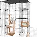 Large Cat Cage,4-Tier Catio Outdoor Cat Enclosure,DIY Cat Kennel,Cat Cages Indoor and Outdoor for 1-3 Cats